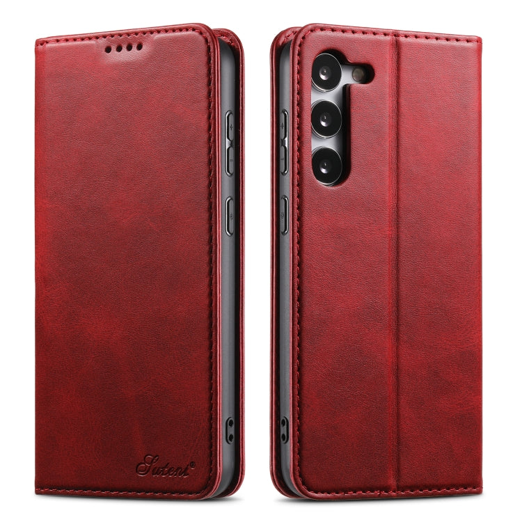 For Samsung Galaxy S24 Ultra 5G Suteni Calf Texture Horizontal Flip Leather Phone Case(Red) - Galaxy S24 Ultra 5G Cases by Suteni | Online Shopping UK | buy2fix