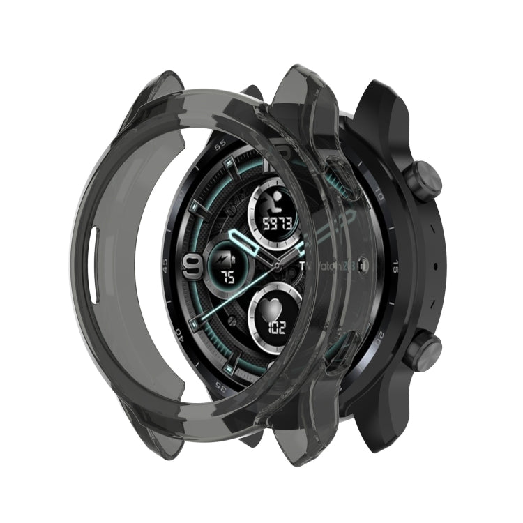 For Ticwatch Pro 3 Ultra GPS TPU Color Transparent Half Wrapped Protective Shell(Transparent Black) - Watch Case by buy2fix | Online Shopping UK | buy2fix