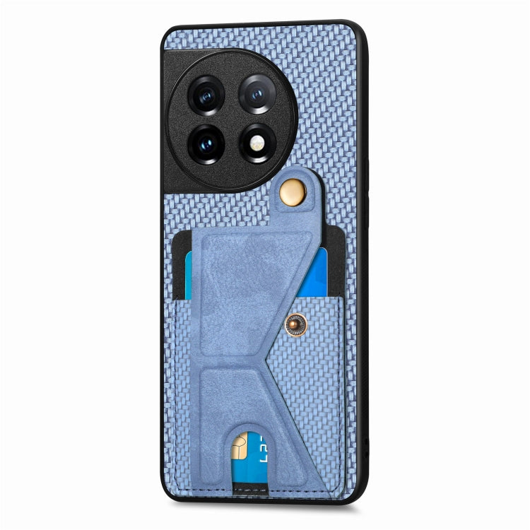 For OnePlus 11 Carbon Fiber Wallet Flip Card K-shaped Holder Phone Case(Blue) - OnePlus Cases by buy2fix | Online Shopping UK | buy2fix