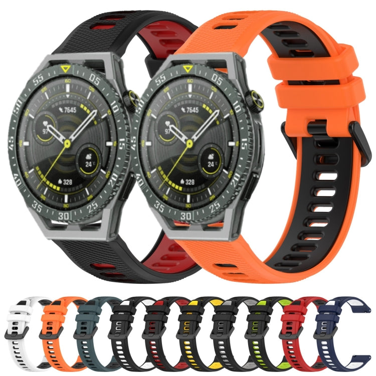 For Huawei Watch Buds 22mm Sports Two-Color Silicone Watch Band(Black+Green) - Watch Bands by buy2fix | Online Shopping UK | buy2fix
