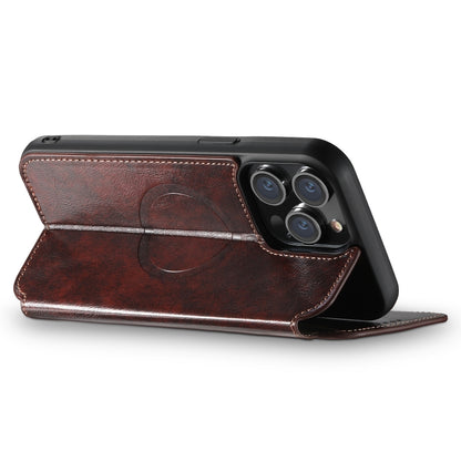 For iPhone 12 / 12 Pro Suteni J05 Leather Magnetic Magsafe Phone Case(Brown) - iPhone 12 / 12 Pro Cases by Suteni | Online Shopping UK | buy2fix