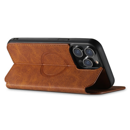 For iPhone 12 Pro Max Suteni J06 Retro Matte Litchi Texture Leather Magnetic Magsafe Phone Case(Khaki) - iPhone 12 Pro Max Cases by Suteni | Online Shopping UK | buy2fix