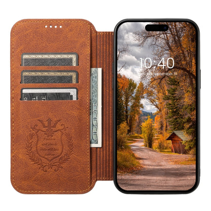 For iPhone 12 Pro Max Suteni J06 Retro Matte Litchi Texture Leather Magnetic Magsafe Phone Case(Khaki) - iPhone 12 Pro Max Cases by Suteni | Online Shopping UK | buy2fix