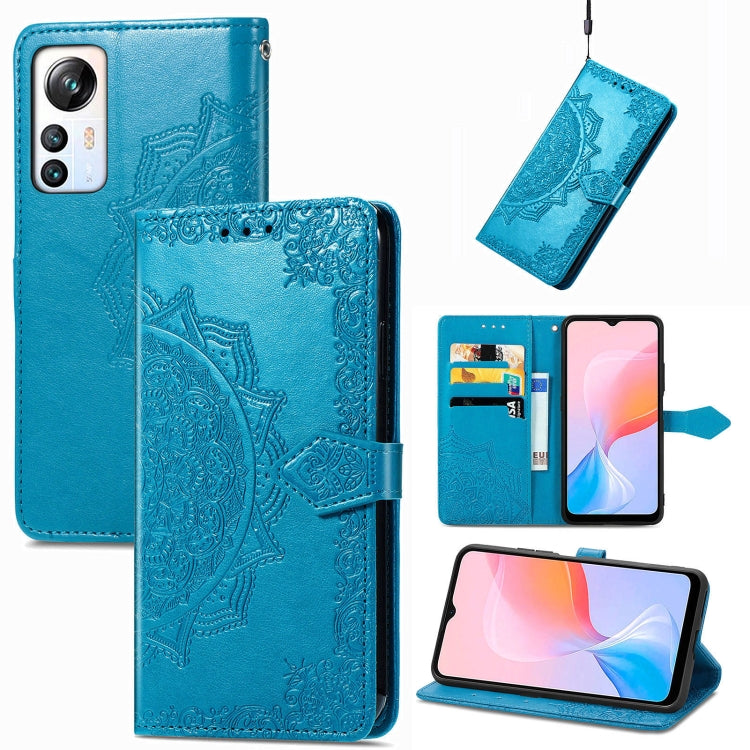 For Blackview A85 Mandala Flower Embossed Leather Phone Case(Blue) - More Brand by buy2fix | Online Shopping UK | buy2fix