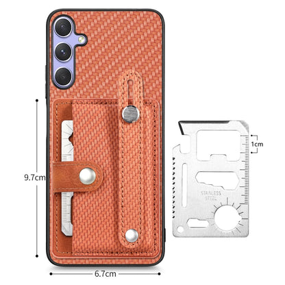 For Samsung Galaxy S25+ 5G Wristband Kickstand Wallet Back Phone Case with Tool Knife(Brown) - Galaxy S25+ 5G Cases by buy2fix | Online Shopping UK | buy2fix