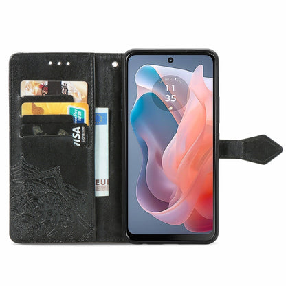 For Motorola Moto G Play 2024 Mandala Flower Embossed Leather Phone Case(Black) - Motorola Cases by buy2fix | Online Shopping UK | buy2fix