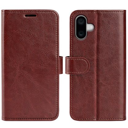 For iPhone 16 R64 Texture Horizontal Flip Leather Phone Case(Brown) - iPhone 16 Cases by buy2fix | Online Shopping UK | buy2fix