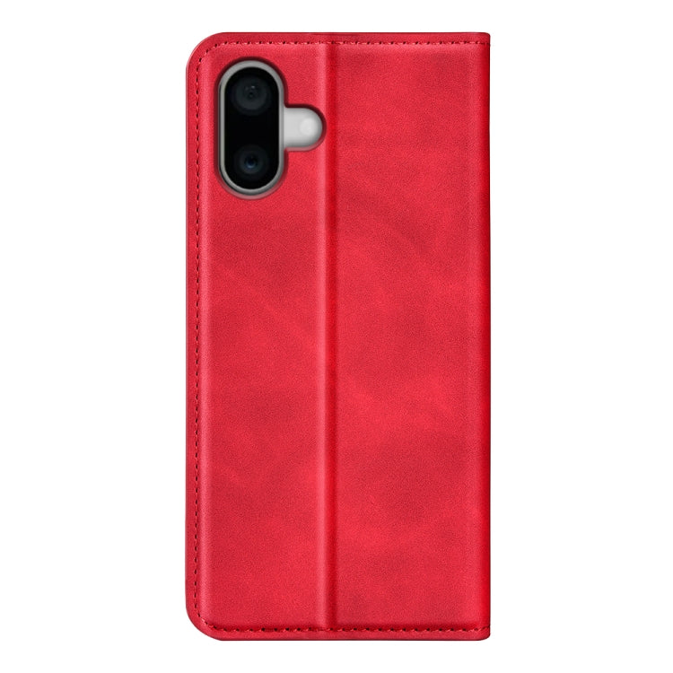 For iPhone 16 Retro-skin  Magnetic Suction Leather Phone Case(Red) - iPhone 16 Cases by buy2fix | Online Shopping UK | buy2fix