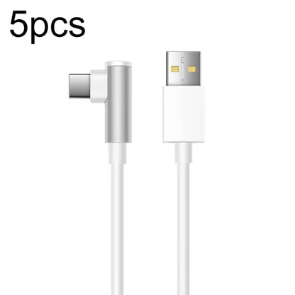 5pcs XJ-96 1m USB to Type-C Elbow Fast Charging Data Cable for OPPO and Other Phone(White) - USB-C & Type-C Cable by buy2fix | Online Shopping UK | buy2fix