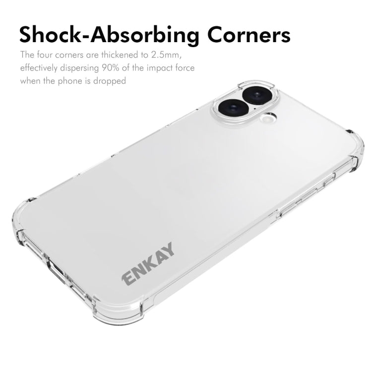 For iPhone 16 ENKAY Hat-Prince Transparent TPU Shockproof Phone Case - iPhone 16 Cases by ENKAY | Online Shopping UK | buy2fix