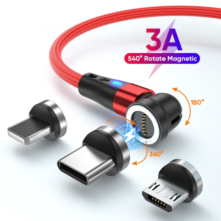 ENKAY 3 in 1 3A USB to Type-C / 8 Pin / Micro USB Magnetic 540 Degrees Rotating Fast Charging Cable, Length:1m(Red) - Charging Cable & Head by ENKAY | Online Shopping UK | buy2fix