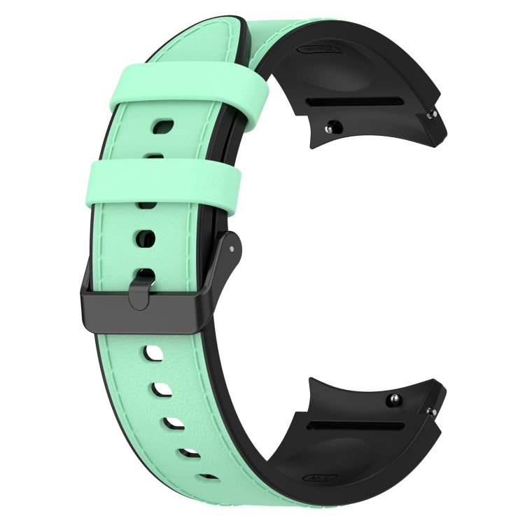 For Samsung Galaxy Watch 6 Silicone Leather Black Buckle Watch Band(Green) - Watch Bands by buy2fix | Online Shopping UK | buy2fix