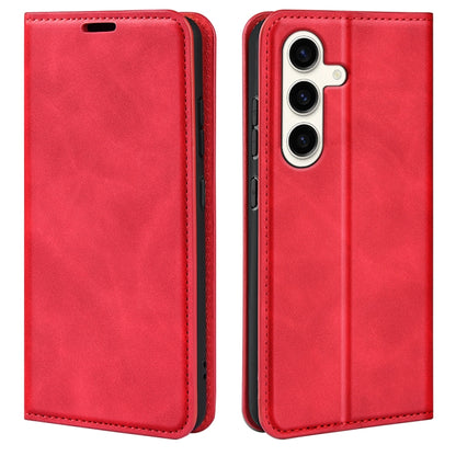 For Samsung Galaxy S24+ 5G Retro-skin Magnetic Suction Leather Phone Case(Red) - Galaxy S24+ 5G Cases by buy2fix | Online Shopping UK | buy2fix