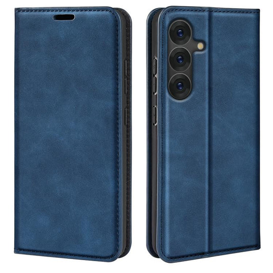 For Samsung Galaxy S25 5G Retro-skin Magnetic Suction Leather Phone Case(Dark Blue) - Galaxy S25 5G Cases by buy2fix | Online Shopping UK | buy2fix