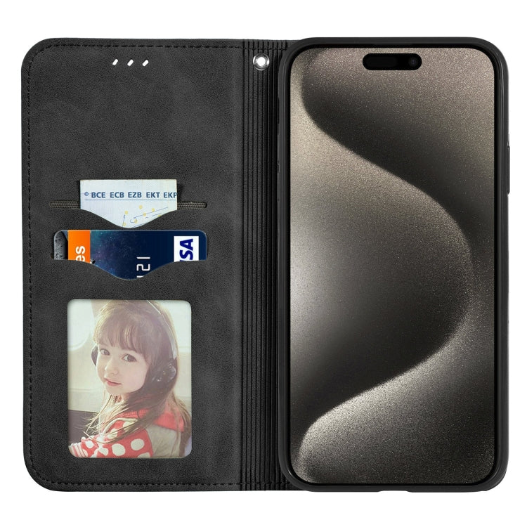 For iPhone 16 Pro Max Retro Skin Feel Magnetic Flip Leather Phone Case(Black) - iPhone 16 Pro Max Cases by buy2fix | Online Shopping UK | buy2fix