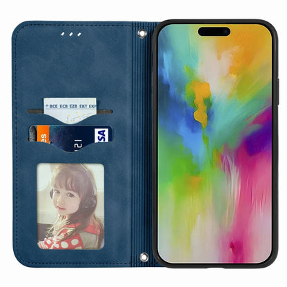 For iPhone 16 Plus Retro Skin Feel Magnetic Flip Leather Phone Case(Blue) - iPhone 16 Plus Cases by buy2fix | Online Shopping UK | buy2fix