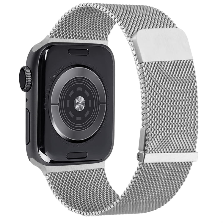 For Apple Watch 5 44mm Milan Double Magnetic Steel Mesh Watch Band(Silver) - Watch Bands by buy2fix | Online Shopping UK | buy2fix