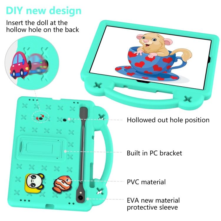 For Samsung Galaxy Tab S9 X710/X716B Handle Kickstand Children EVA Shockproof Tablet Case(Mint Green) - Galaxy Tab S9 Cases by buy2fix | Online Shopping UK | buy2fix