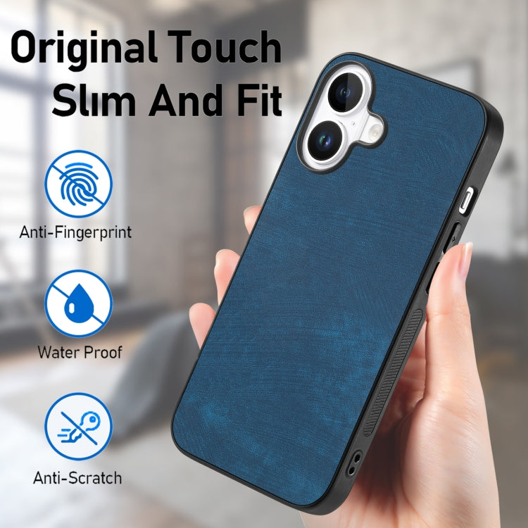 For iPhone 16 Plus Vintage Leather PC Back Cover Phone Case(Blue) - iPhone 16 Plus Cases by buy2fix | Online Shopping UK | buy2fix