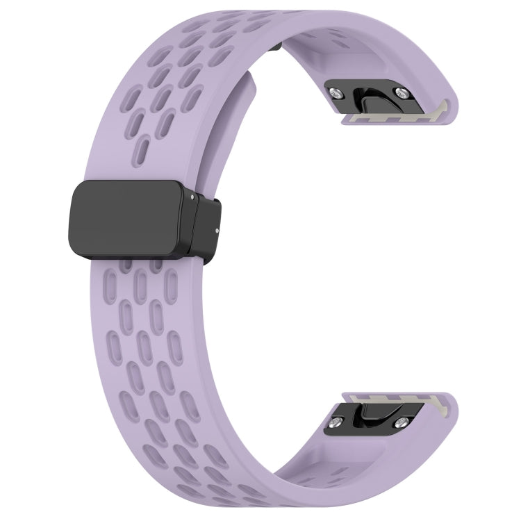 For Garmin Fenix 5S Plus 20mm Folding Buckle Hole Silicone Watch Band(Purple) - Watch Bands by buy2fix | Online Shopping UK | buy2fix