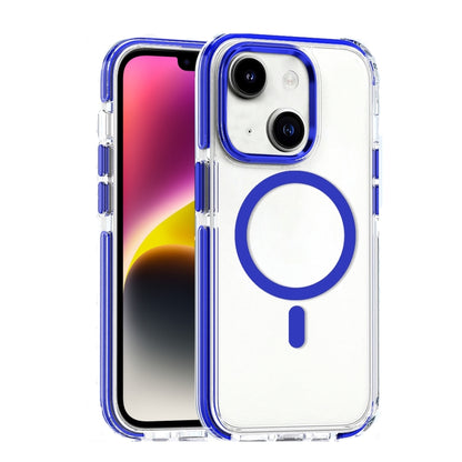 For iPhone 14 Plus Dual-color MagSafe TPU Hybrid Clear PC Shockproof Phone Case(Blue) - iPhone 14 Plus Cases by buy2fix | Online Shopping UK | buy2fix