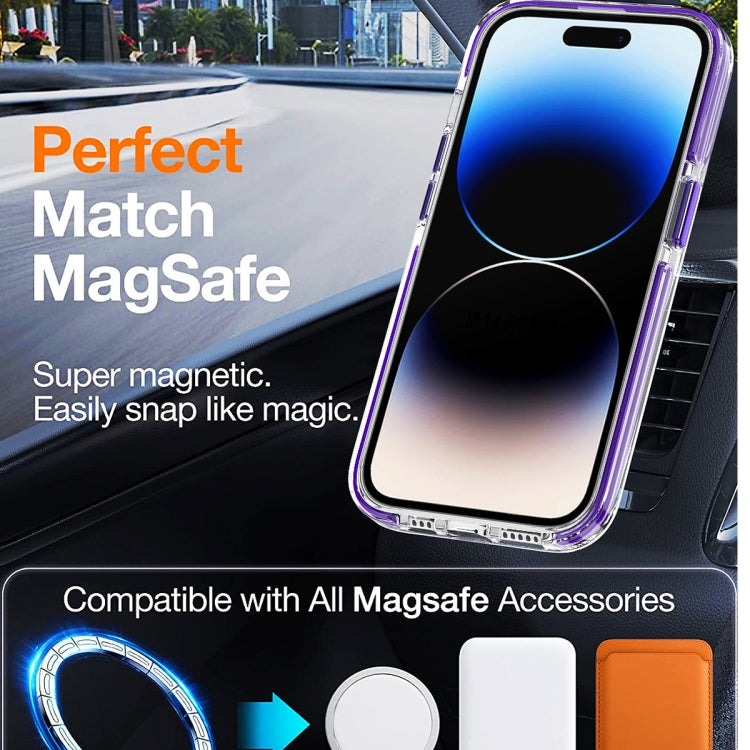 For iPhone 14 Dual-color MagSafe TPU Hybrid Clear PC Shockproof Phone Case(Black) - iPhone 14 Cases by buy2fix | Online Shopping UK | buy2fix