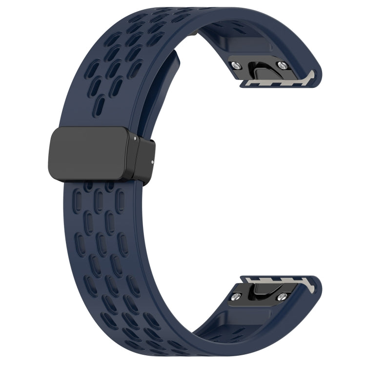 For Garmin D2 Bravo / Quaitx 3 Quick Release Holes Magnetic Buckle Silicone Watch Band(Dark Blue) - Watch Bands by buy2fix | Online Shopping UK | buy2fix