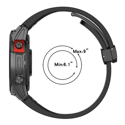 For Garmin Fenix 7X Quick Release Holes Magnetic Buckle Silicone Watch Band(Black) - Watch Bands by buy2fix | Online Shopping UK | buy2fix