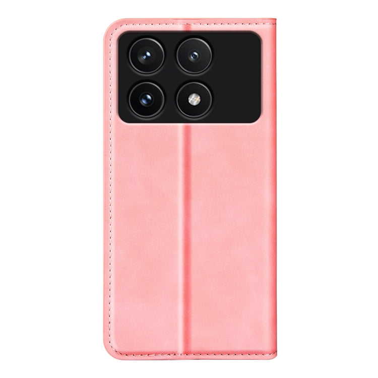 For Xiaomi Redmi K70 Retro-skin Magnetic Suction Leather Phone Case(Pink) - K70 Cases by buy2fix | Online Shopping UK | buy2fix