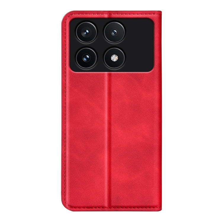 For Xiaomi Redmi K70 Retro-skin Magnetic Suction Leather Phone Case(Red) - K70 Cases by buy2fix | Online Shopping UK | buy2fix