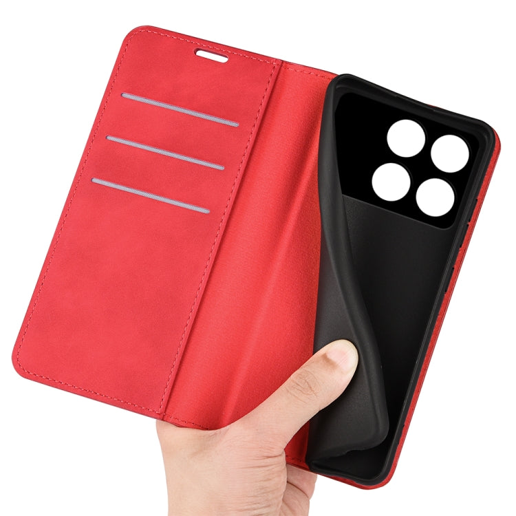 For Xiaomi Redmi K70 Retro-skin Magnetic Suction Leather Phone Case(Red) - K70 Cases by buy2fix | Online Shopping UK | buy2fix