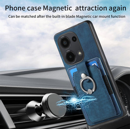 For Xiaomi Redmi Note 13 Pro 4G Retro Skin-feel Ring Card Wallet Phone Case(Blue) - Note 13 Pro Cases by buy2fix | Online Shopping UK | buy2fix