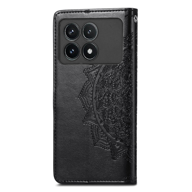 For Xiaomi Redmi K70 Pro Mandala Flower Embossed Leather Phone Case(Black) - K70 Pro Cases by buy2fix | Online Shopping UK | buy2fix