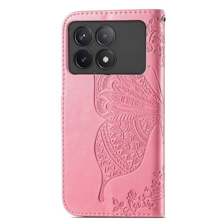 For Xiaomi Redmi K70 Butterfly Love Flower Embossed Leather Phone Case(Pink) - K70 Cases by buy2fix | Online Shopping UK | buy2fix