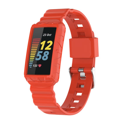 For Fitbit Charge 6 / 5 / 4 / 3 Armor Integrated TPU Watch Band(Orange) - Watch Bands by buy2fix | Online Shopping UK | buy2fix