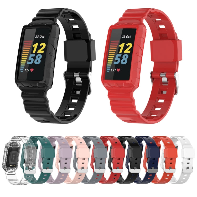 For Fitbit Charge 6 / 5 / 4 / 3 Armor Integrated TPU Watch Band(Orange) - Watch Bands by buy2fix | Online Shopping UK | buy2fix