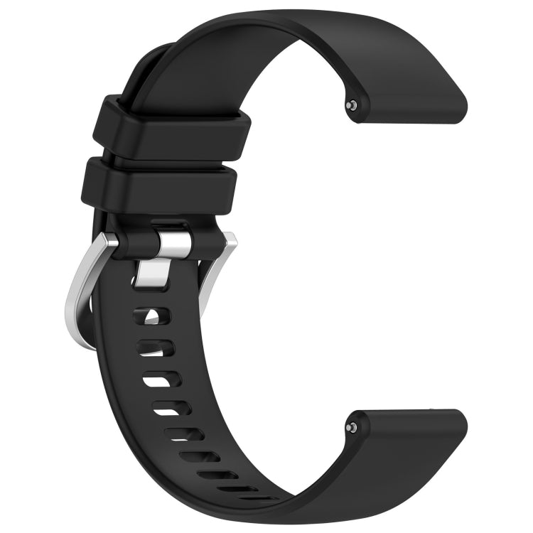 For Garmin Approach S40 Liquid Glossy Silver Buckle Silicone Watch Band(Black) - Watch Bands by buy2fix | Online Shopping UK | buy2fix