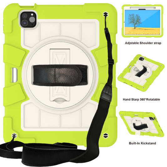 For iPad Pro 11 2024 Silicone Hybrid PC Shockproof Tablet Case with Shoulder Strap(Love Birds Green) - iPad Pro 11 2024 Cases by buy2fix | Online Shopping UK | buy2fix