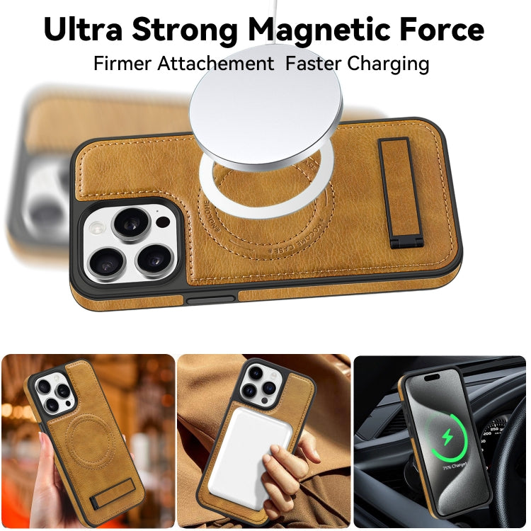 For iPhone 13 Pro Max Multi-function Holder MagSafe PU Phone Case(Gray) - iPhone 13 Pro Max Cases by buy2fix | Online Shopping UK | buy2fix