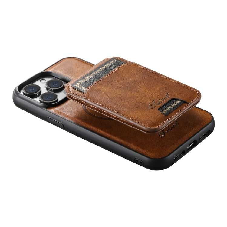 For iPhone 14 Plus Suteni H15 MagSafe Oil Eax Leather Detachable Wallet Back Phone Case(Brown) - iPhone 14 Plus Cases by Suteni | Online Shopping UK | buy2fix