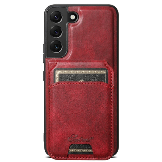 For Samsung Galaxy S22 5G Suteni H15  Oil Eax Leather Detachable Wallet Back Phone Case(Red) - Galaxy S22 5G Cases by Suteni | Online Shopping UK | buy2fix