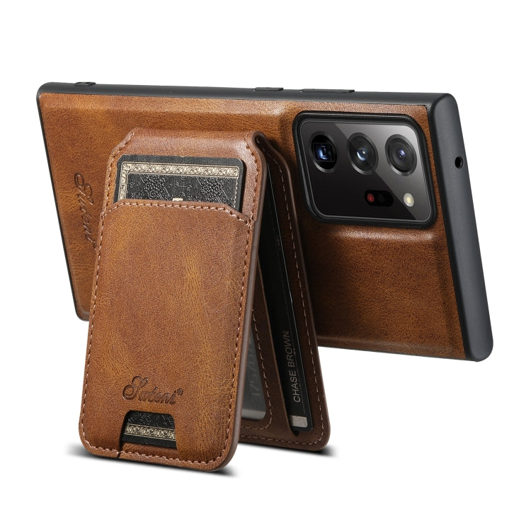 For Samsung Galaxy Note20 5G Suteni H15  Oil Eax Leather Detachable Wallet Back Phone Case(Brown) - Galaxy Note20 Cases by Suteni | Online Shopping UK | buy2fix