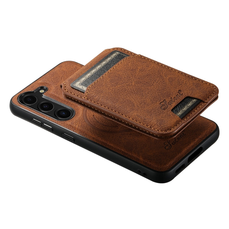 For Samsung Galaxy S24+ 5G Suteni H16 Litchi Texture Leather Detachable Wallet Back Phone Case(Brown) - Galaxy S24+ 5G Cases by Suteni | Online Shopping UK | buy2fix