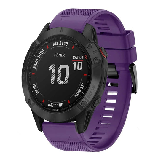For Garmin Fenix 6 Pro 22mm Quick Release Silicone Watch Band(Purple) - Watch Bands by buy2fix | Online Shopping UK | buy2fix