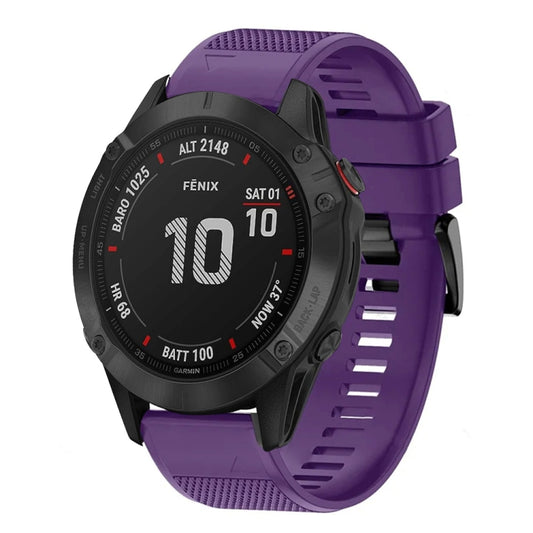 For Garmin Fenix 6 Sapphire 22mm Quick Release Silicone Watch Band(Purple) - Watch Bands by buy2fix | Online Shopping UK | buy2fix