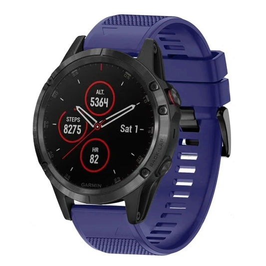 For Garmin Fenix 5 22mm Quick Release Silicone Watch Band(Midnight Blue) - Watch Bands by buy2fix | Online Shopping UK | buy2fix