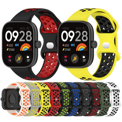 For Redmi Watch 4 Dual Color Perforated Silicone Watch Band(White Blak) - Watch Bands by buy2fix | Online Shopping UK | buy2fix