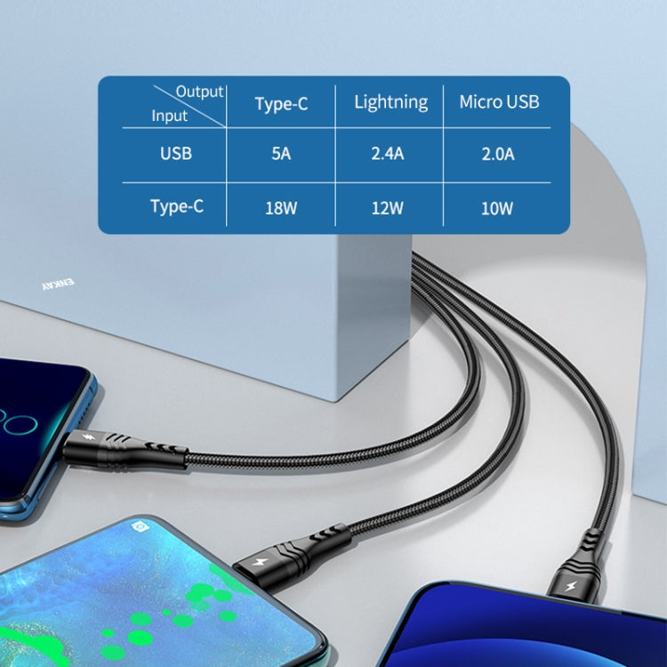 ENKAY 6-in-1 5A USB / Type-C to Type-C / 8 Pin / Micro USB Multifunction Fast Charging Cable, Cable Length:2m(Black) - Multifunction Cable by ENKAY | Online Shopping UK | buy2fix