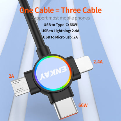 ENKAY 66W Reversible USB to Type-C / 8 Pin / Micro USB Elastic Spring Fast Charging Cable, Length 1.5m(Type A) - Multifunctional Cable by ENKAY | Online Shopping UK | buy2fix