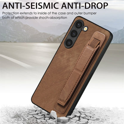 For Samsung Galaxy S23 5G Retro Wristband Holder Leather Back Phone Case(Brown) - Galaxy S23 5G Cases by buy2fix | Online Shopping UK | buy2fix